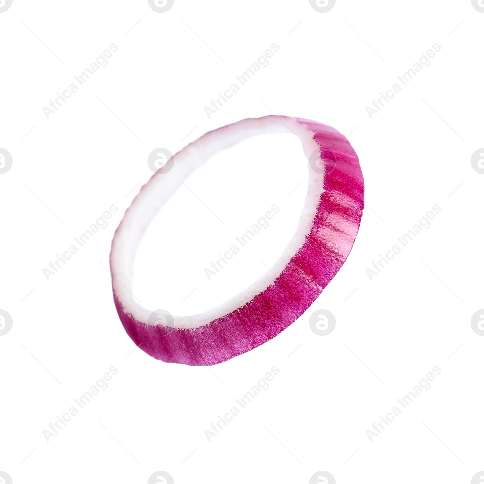 Photo of Sliced red onion ring on white background