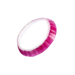 Sliced red onion ring on white background