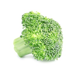 Photo of Fresh green broccoli on white background. Organic food