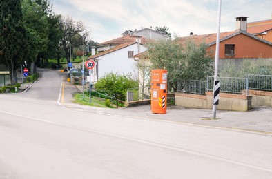 Photo of View of city street with speed detection device