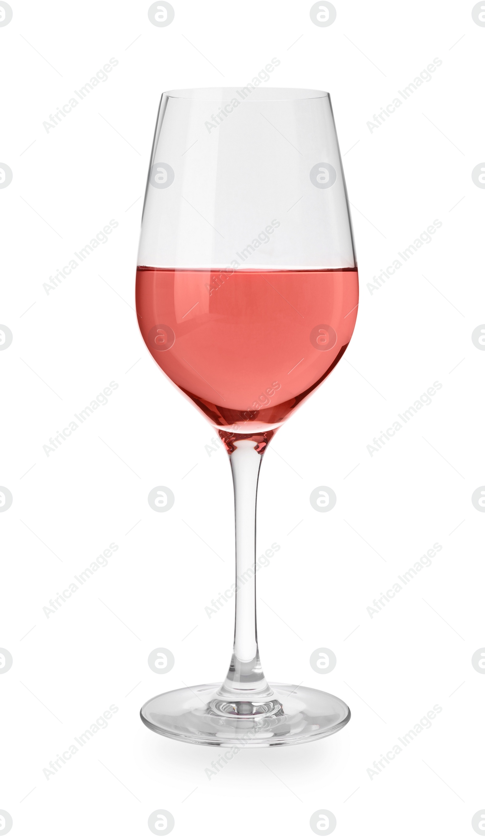 Photo of Glass of delicious rose wine isolated on white