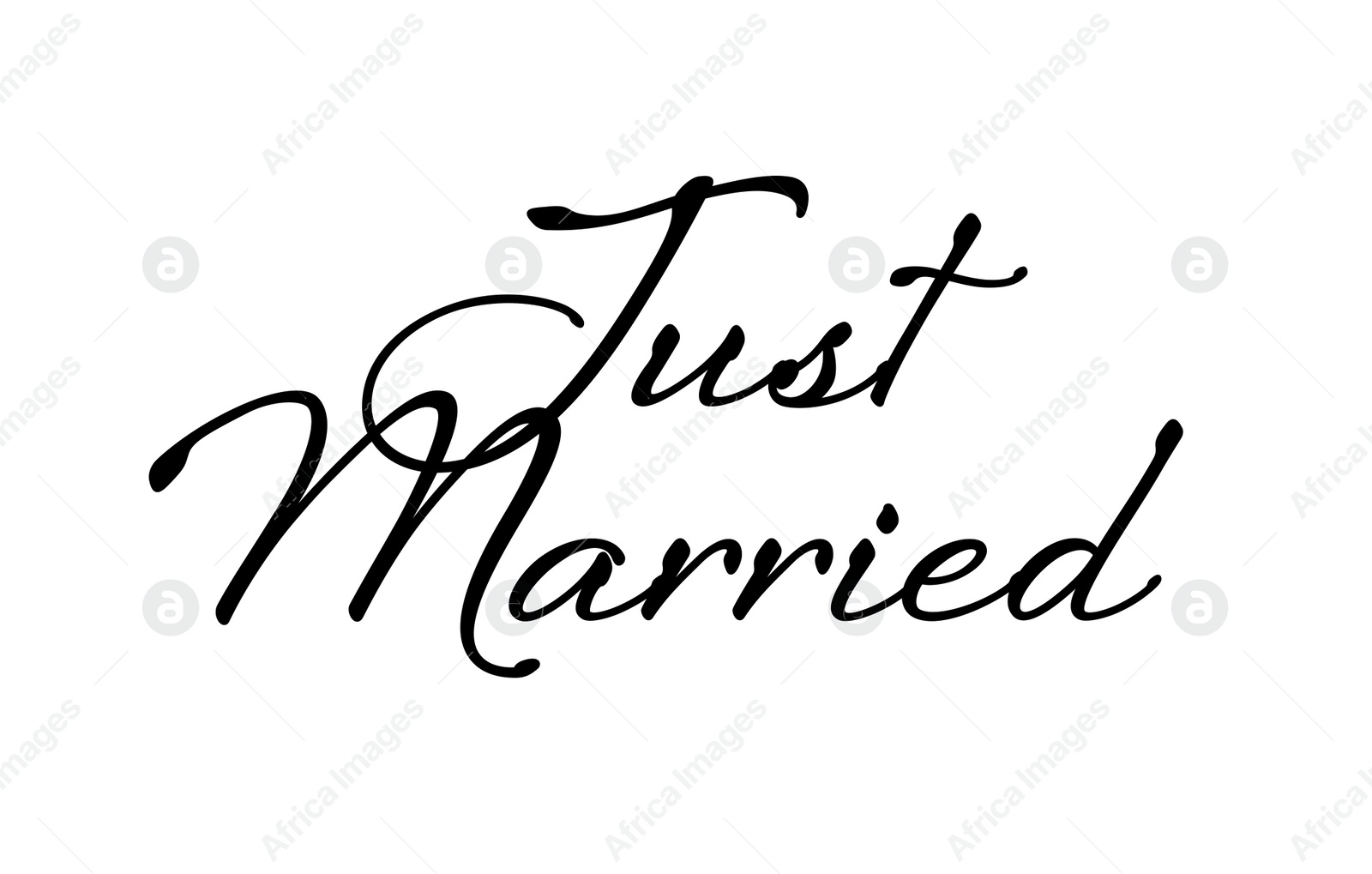 Image of Text Just Married on white background. Wedding day