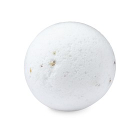 Photo of Bright bath bomb isolated on white. Spa product