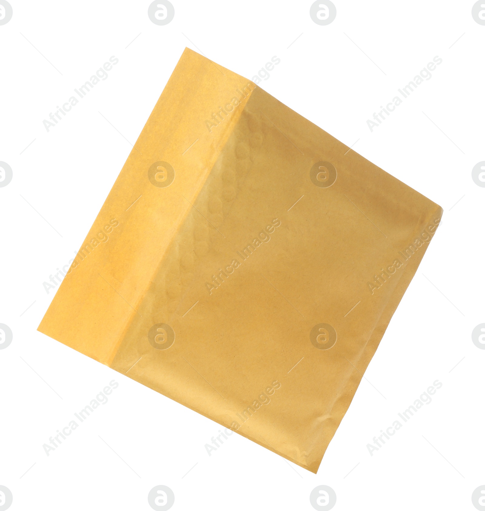 Photo of Kraft paper envelope isolated on white. Mail service