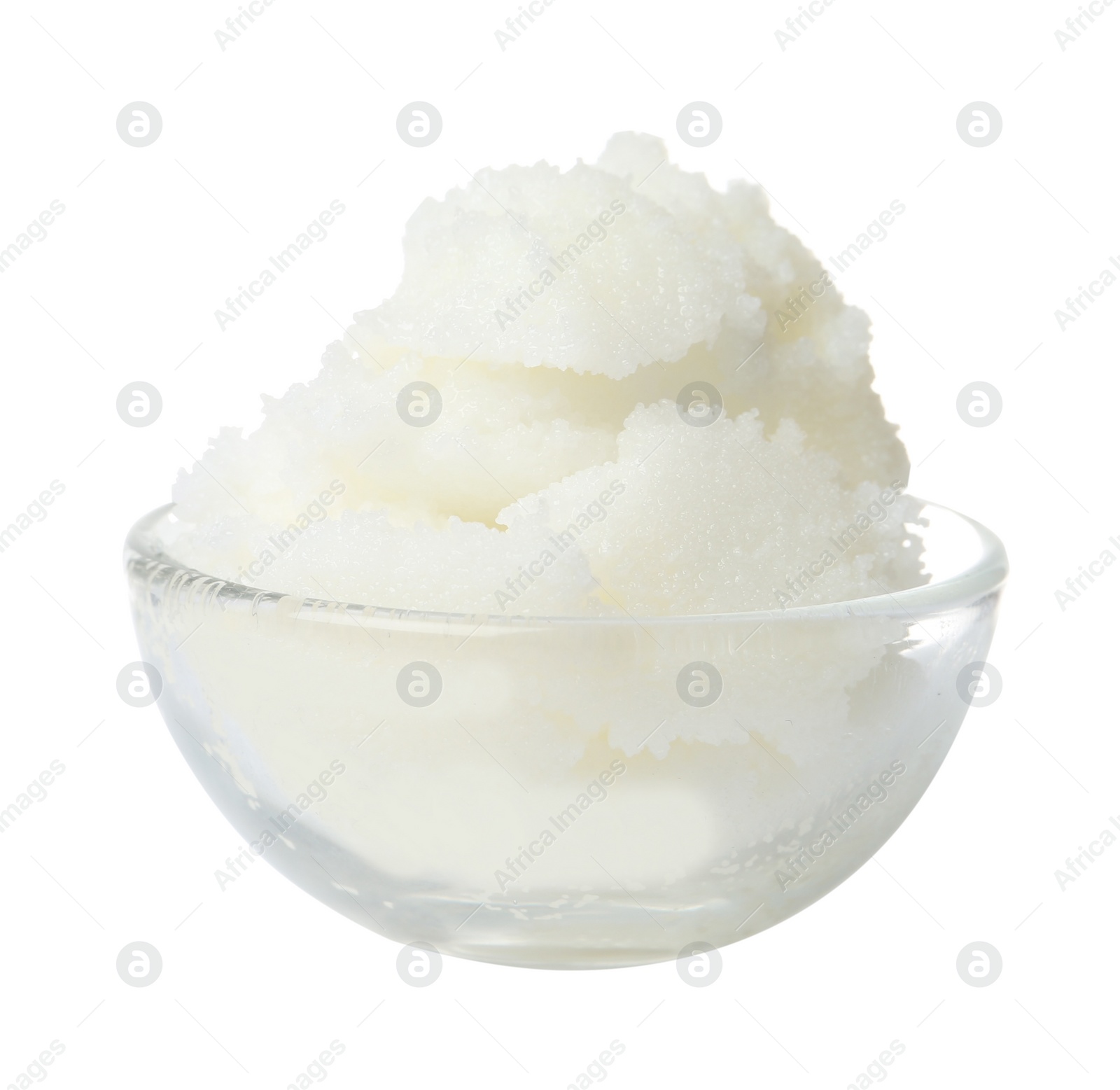 Photo of Shea butter in bowl isolated on white