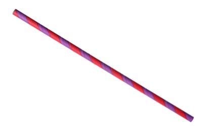 Photo of Striped paper cocktail straw isolated on white