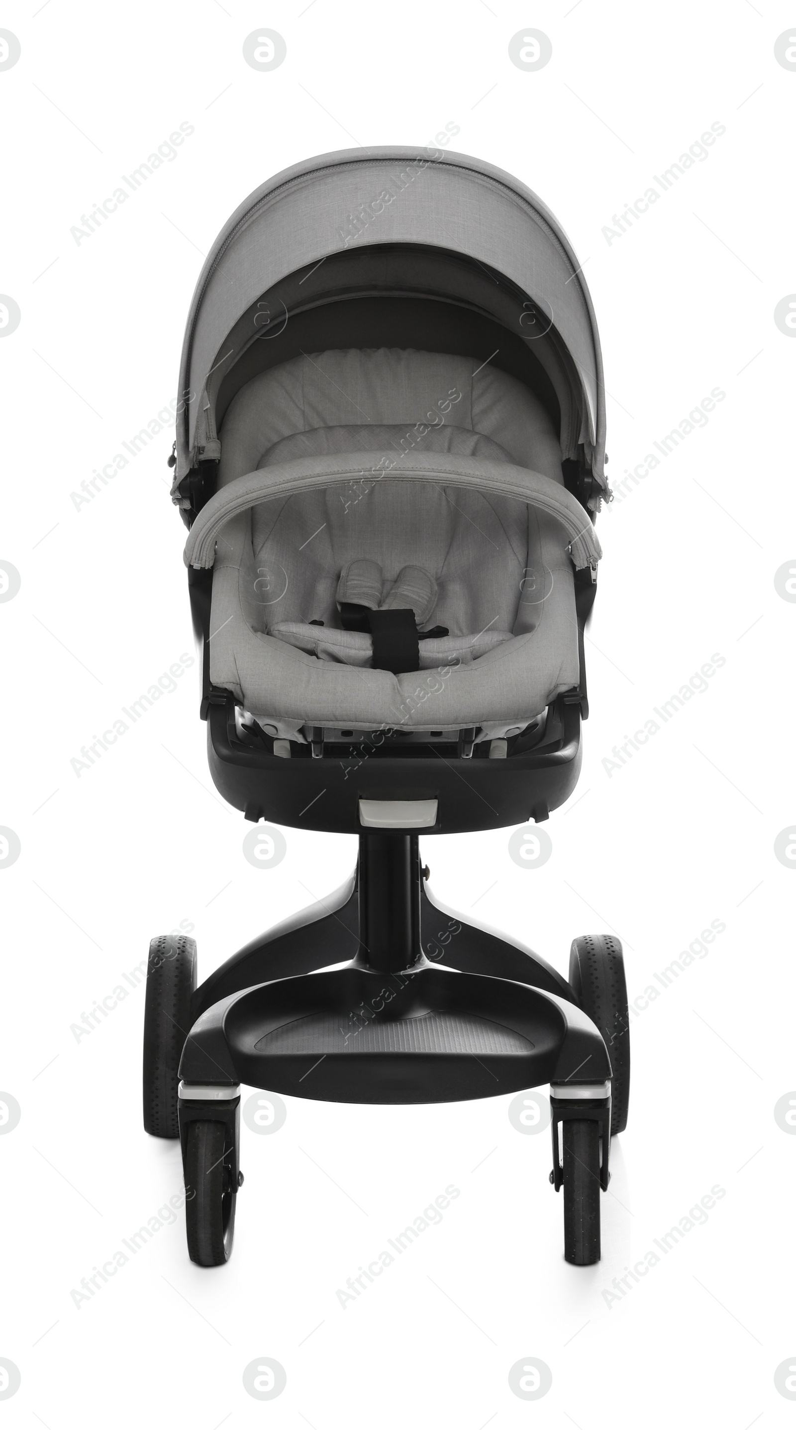 Photo of Baby carriage. Modern pram isolated on white