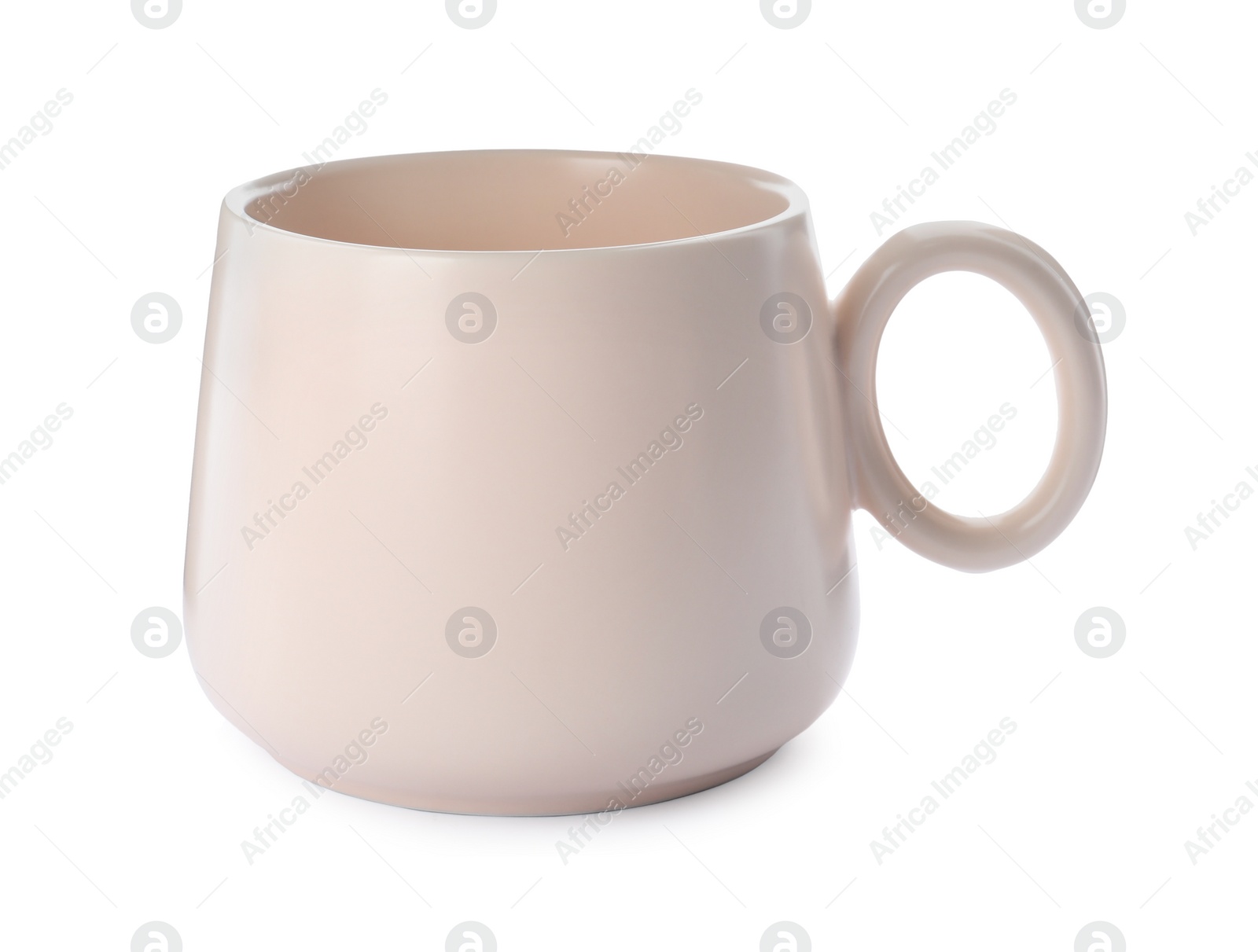 Photo of New clean ceramic cup isolated on white