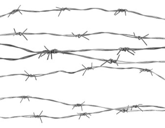 Double twist barbed wire isolated on white, set