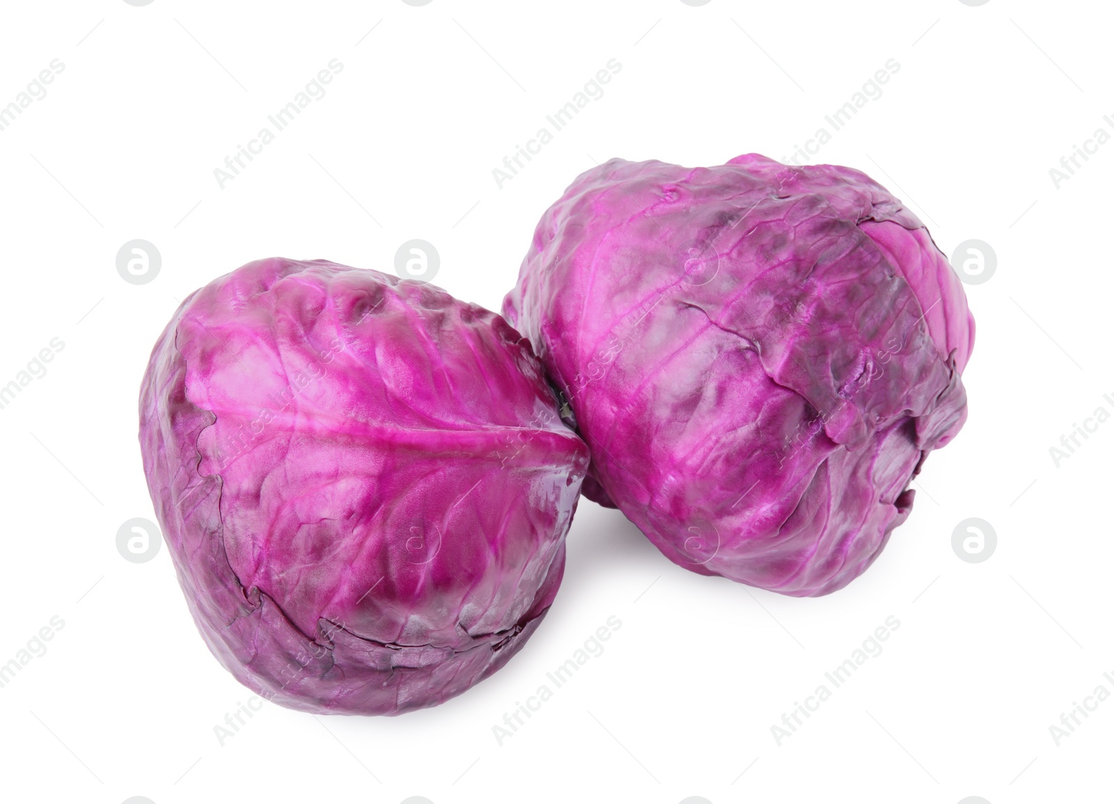 Photo of Whole fresh red cabbages isolated on white