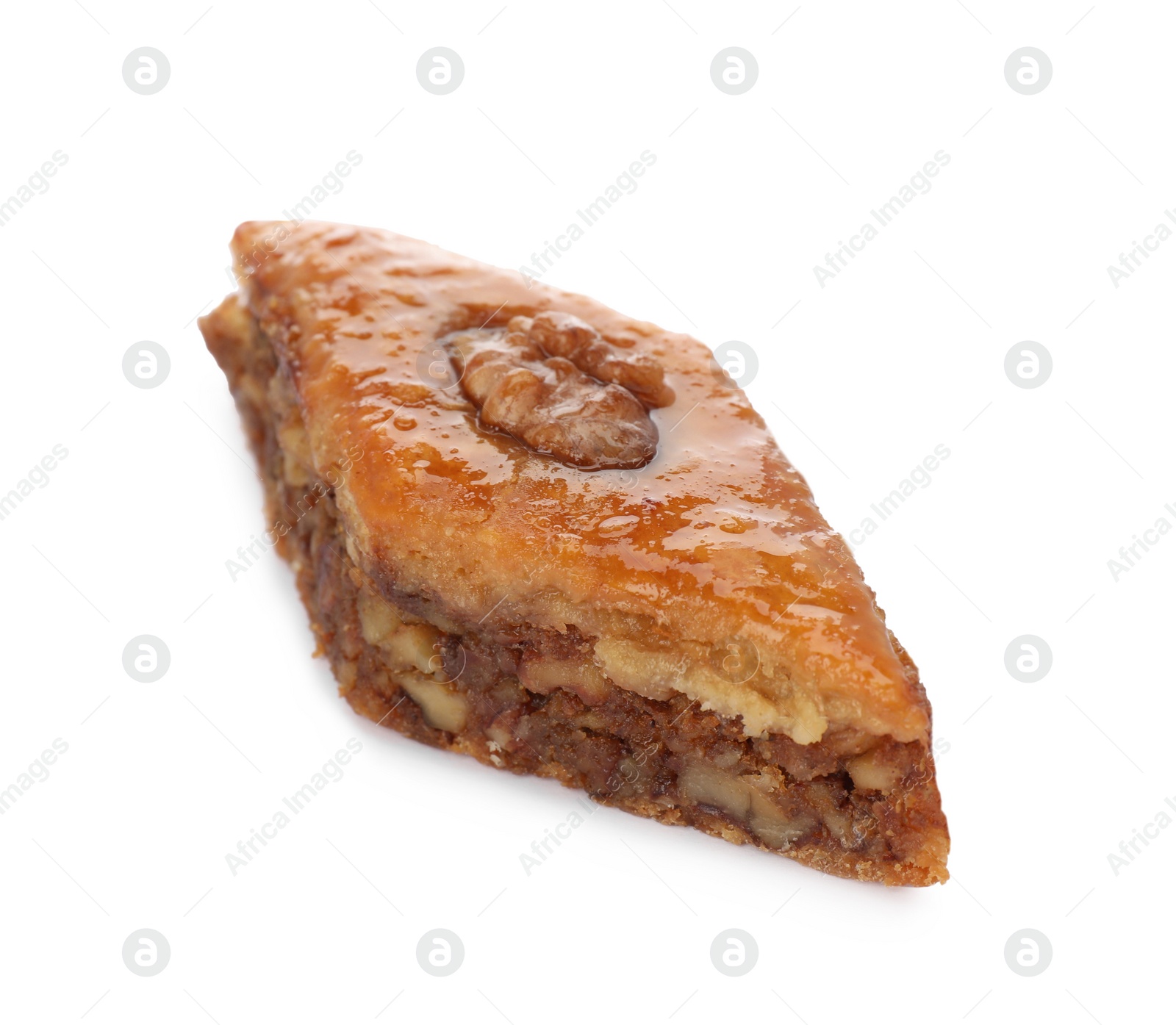 Photo of Delicious turkish baklava on white background. Eastern sweets