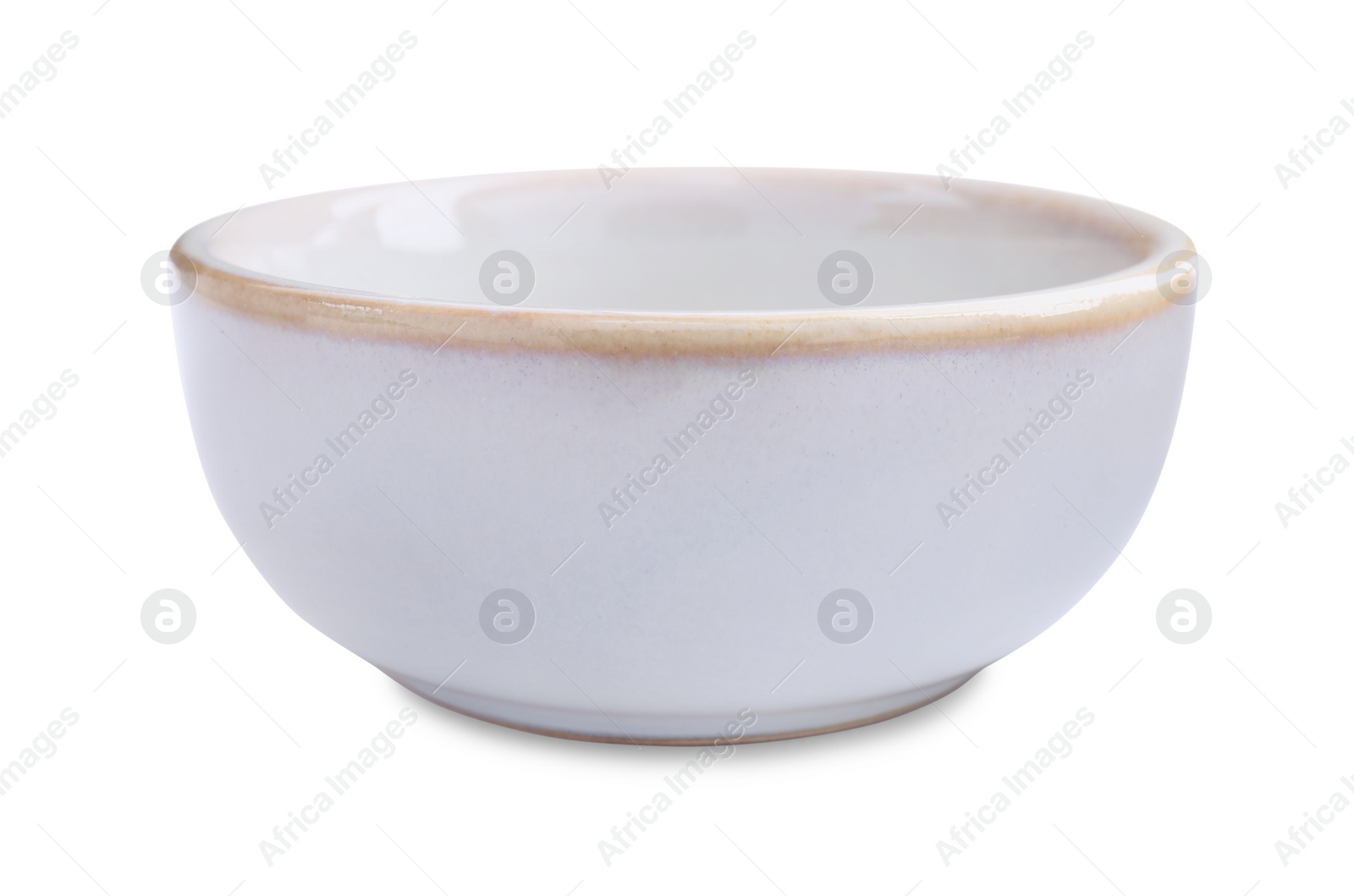 Photo of One new ceramic bowl on white background