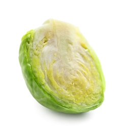 Photo of Fresh cut Brussels sprout on white background