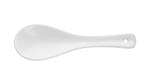 Clean empty miso spoon on white background