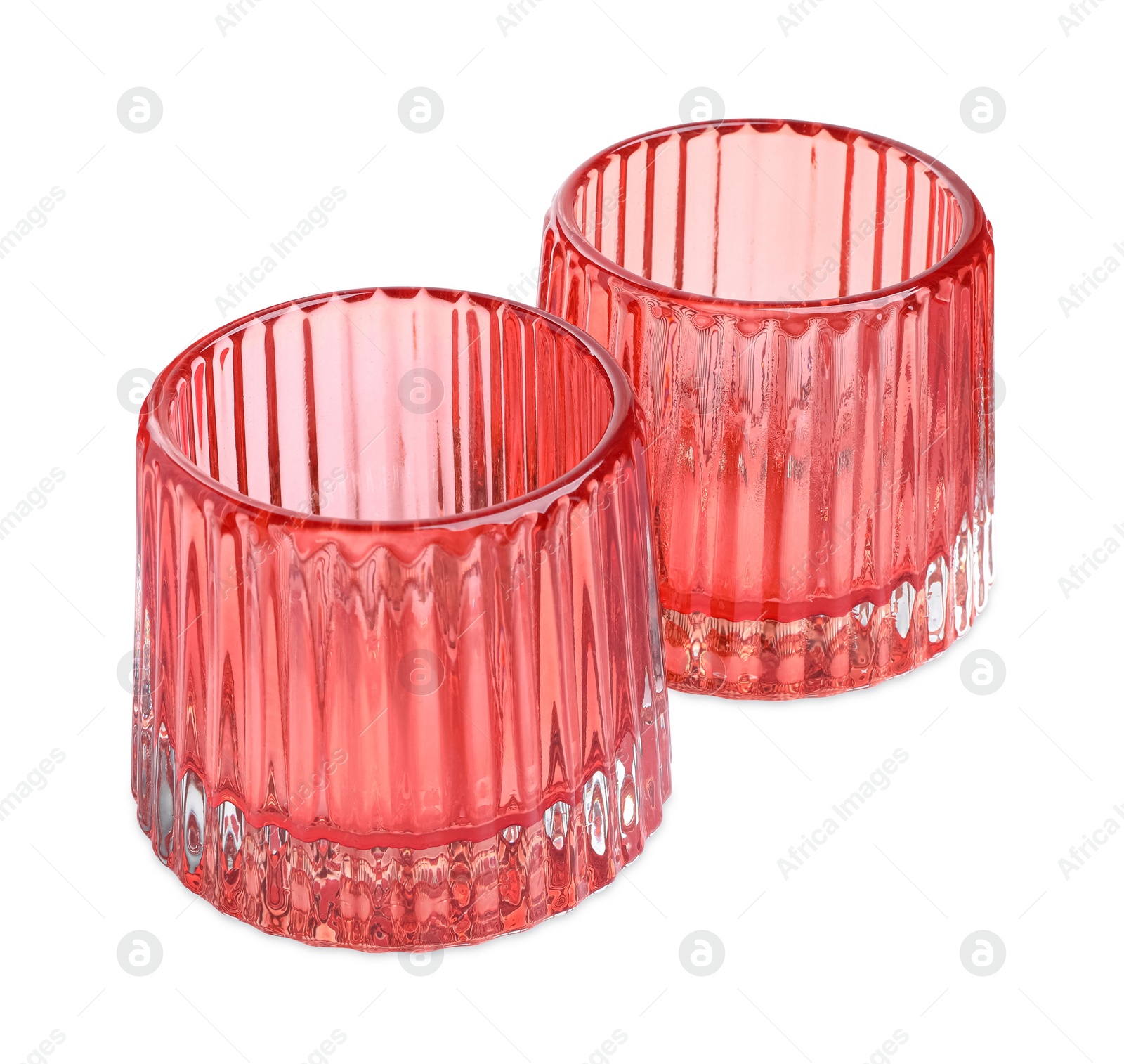 Photo of Beautiful clean empty glasses on white background