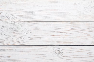 Texture of white wooden surface as background, top view