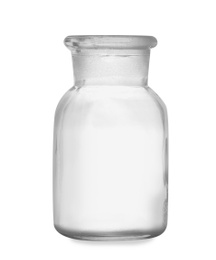 Empty apothecary bottle isolated on white. Laboratory glassware