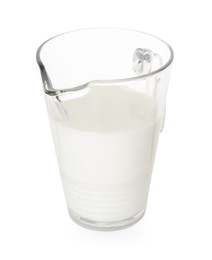 Glass jug with fresh milk isolated on white