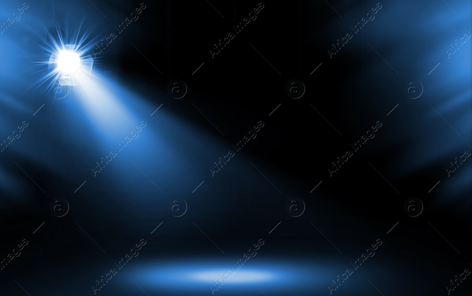 Image of Bright spotlight in darkness. Professional stage equipment