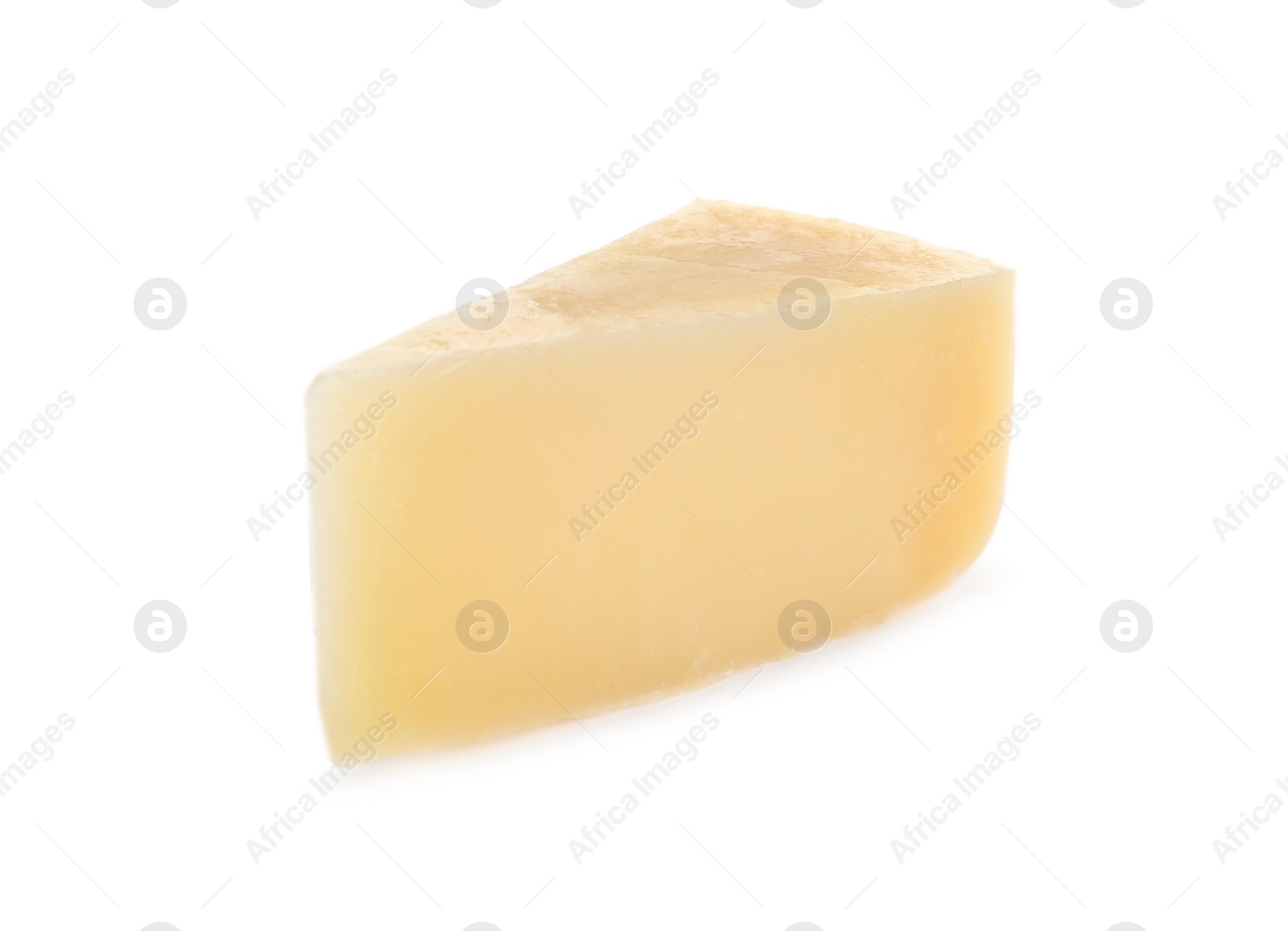 Photo of Piece of tasty parmesan cheese isolated on white