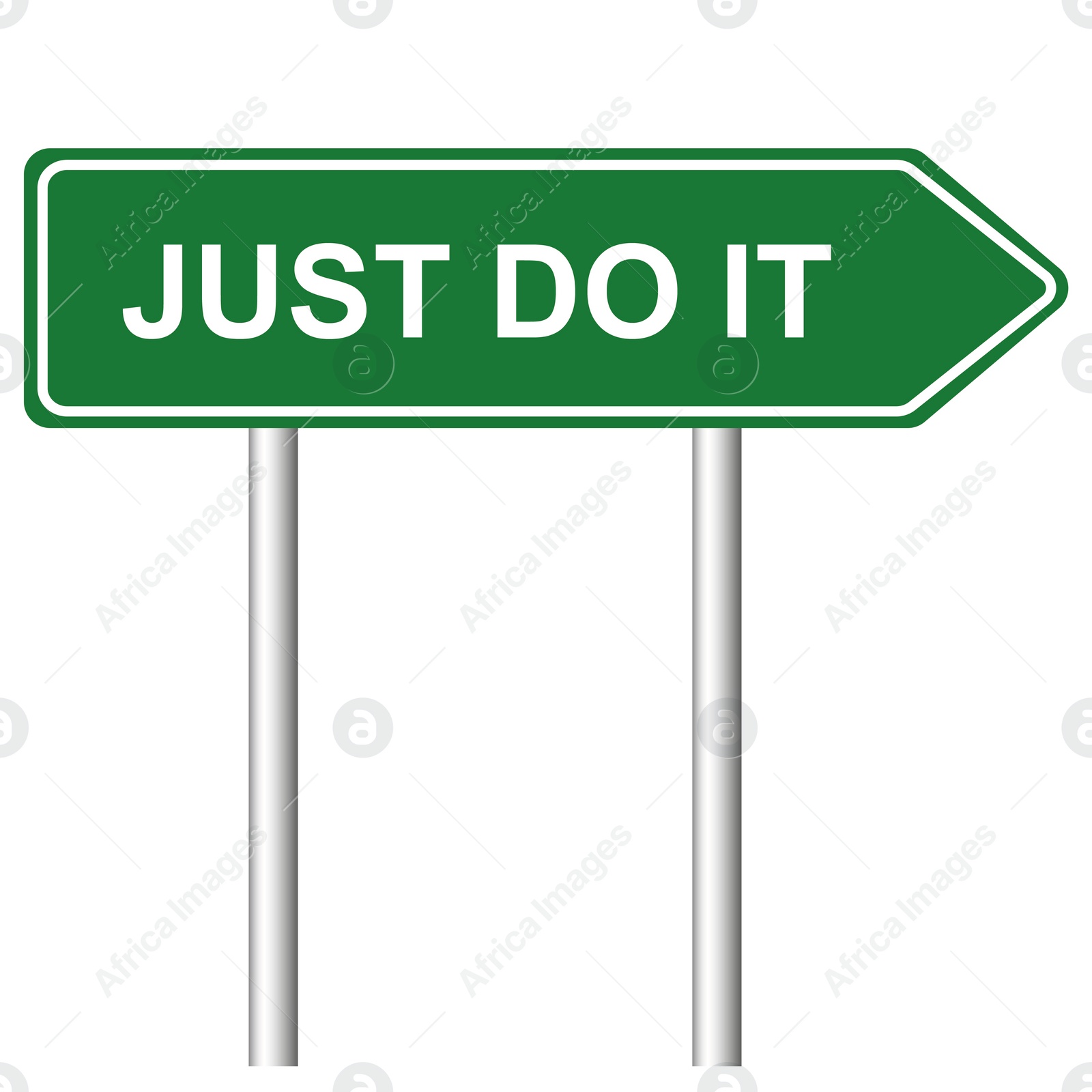 Illustration of Green road sign with phrase Just Do It on white background