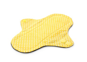Photo of Cloth menstrual pad isolated on white. Reusable female hygiene product