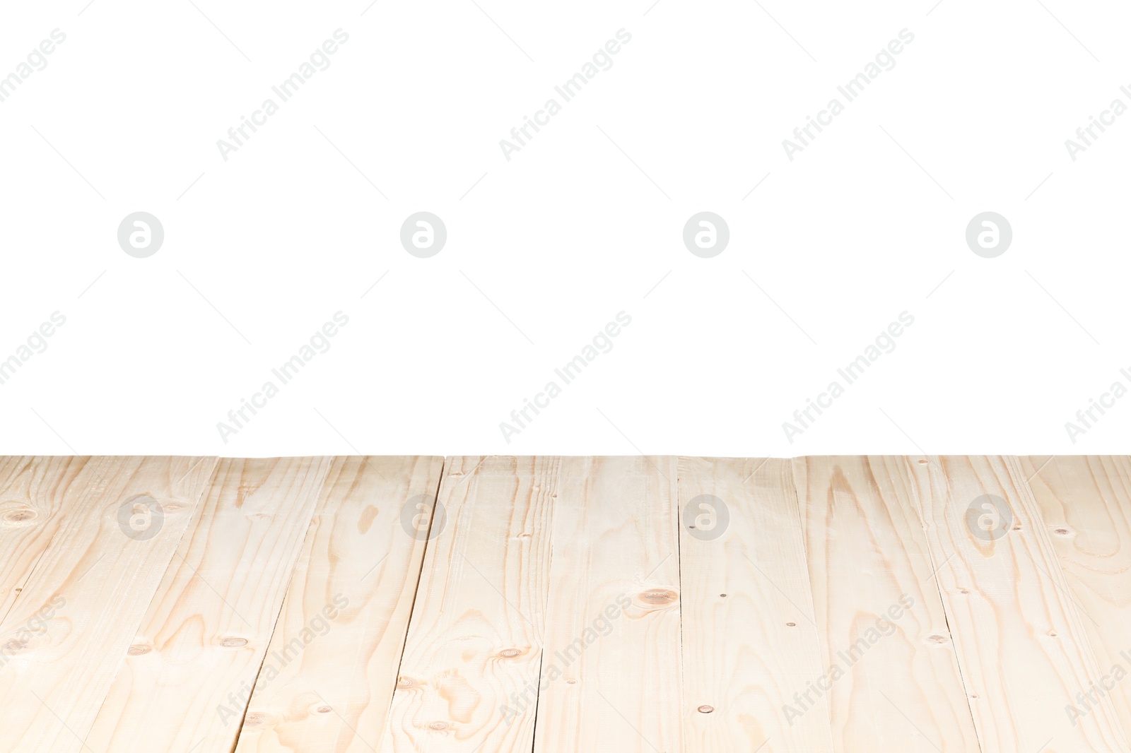 Photo of Empty clean wooden surface isolated on white