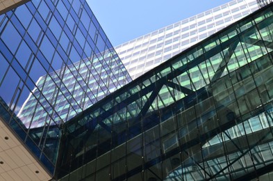 Beautiful modern buildings in city, low angle view