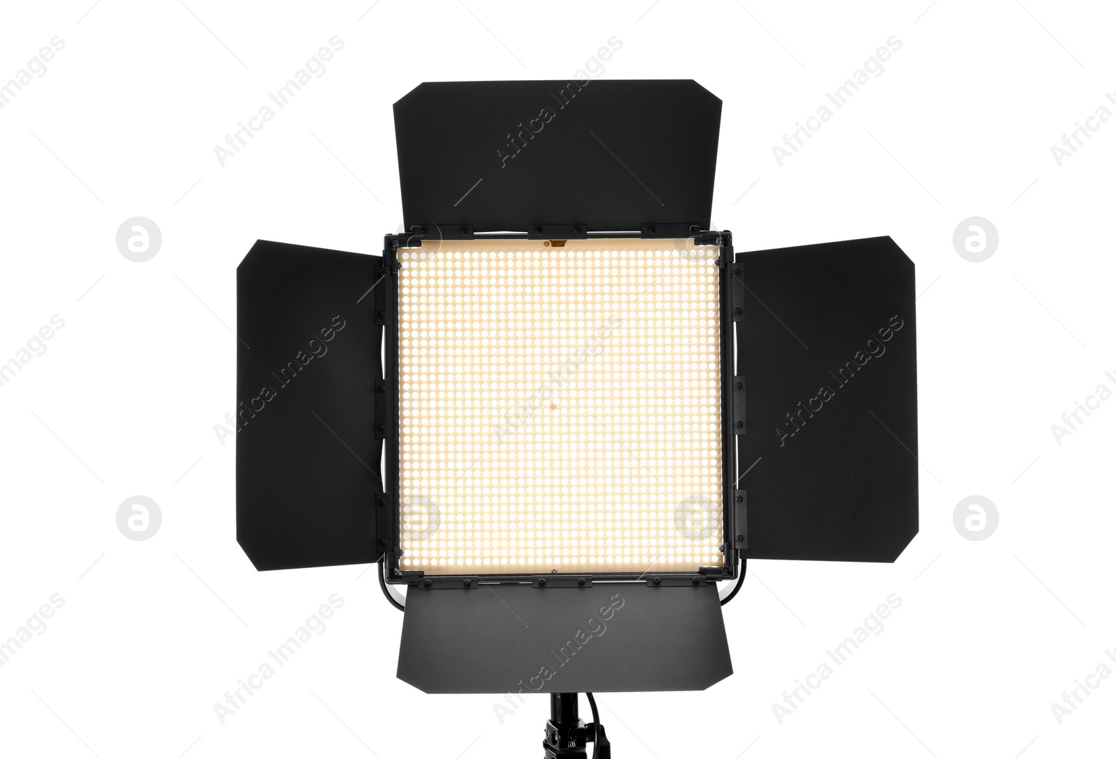 Photo of LED video light on white background. Food photography