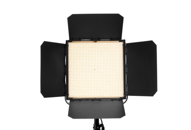 Photo of LED video light on white background. Food photography