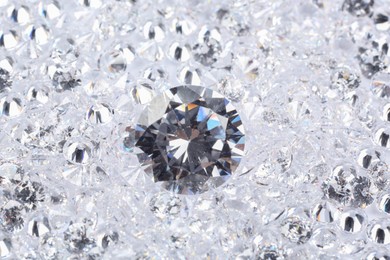 Many beautiful shiny diamonds as background, closeup