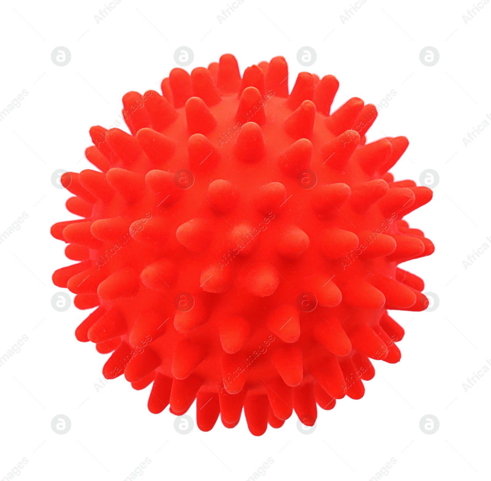 Photo of Red ball for dog on white background. Pet toy