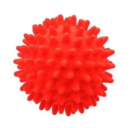 Photo of Red ball for dog on white background. Pet toy