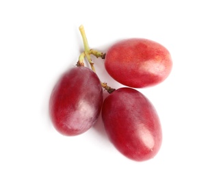 Photo of Fresh ripe juicy red grapes isolated on white