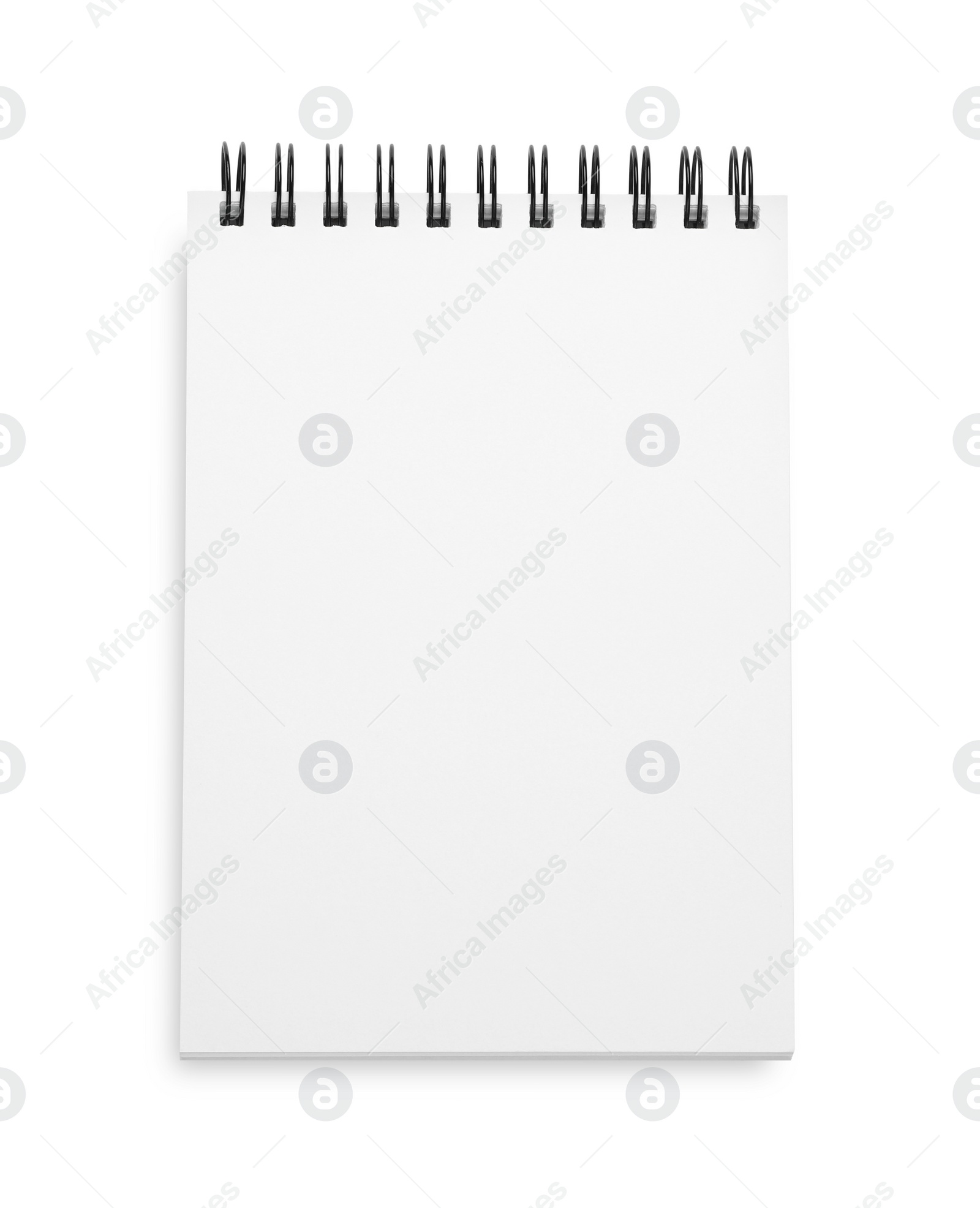 Photo of Blank office notebook isolated on white, top view