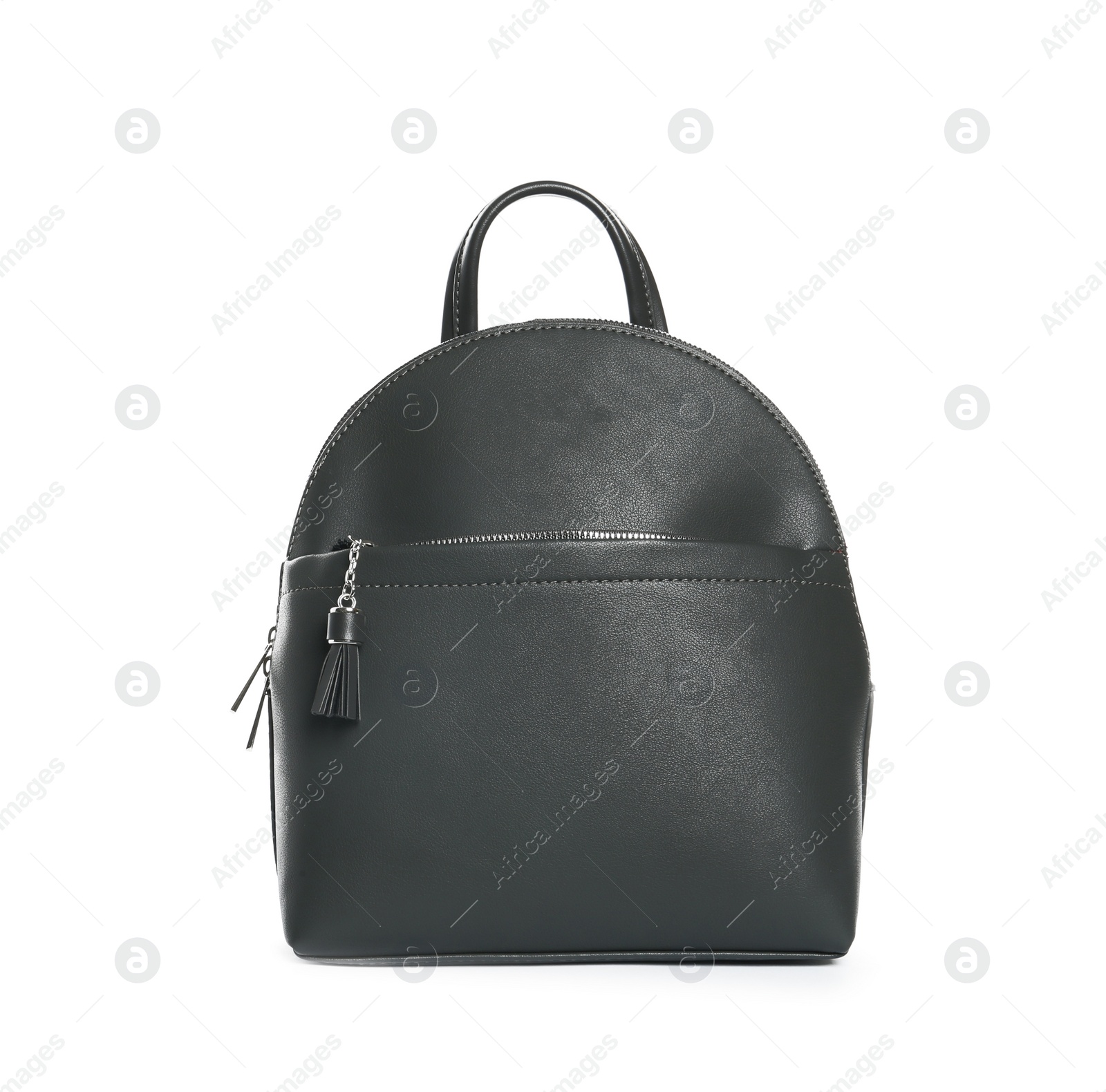 Photo of Black women's backpack isolated on white. Stylish accessory