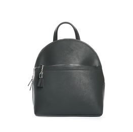 Black women's backpack isolated on white. Stylish accessory