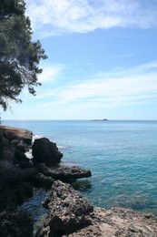 Photo of Beautiful view of rocky sea coast on summer day