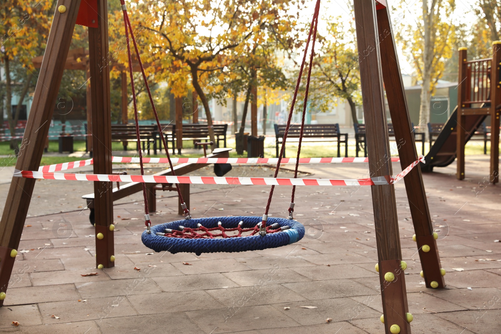 Photo of Empty children's playground closed during COVID-19 quarantine