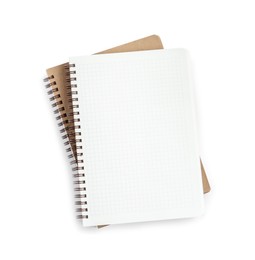 Photo of Two notebooks isolated on white, top view