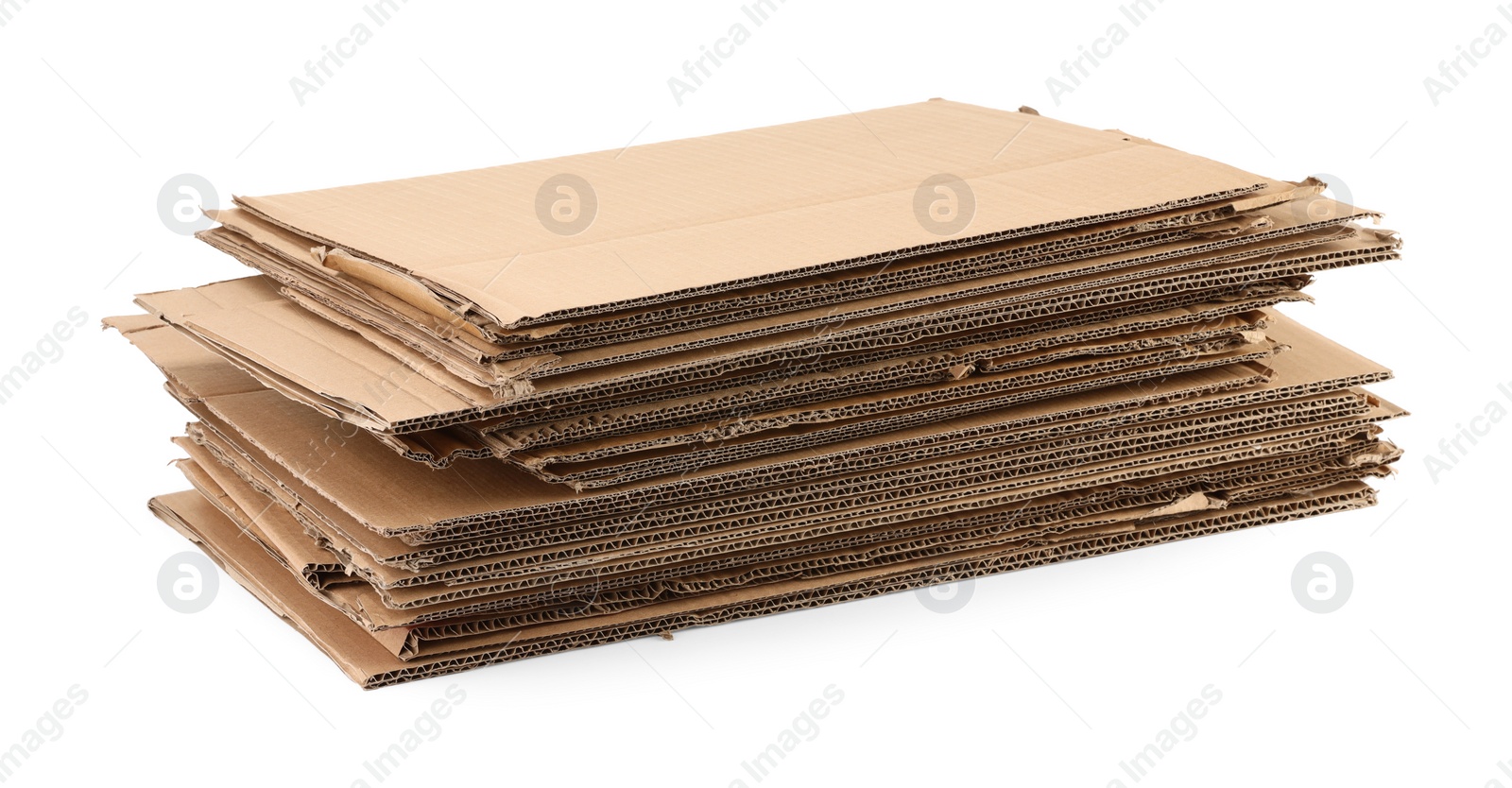 Photo of Stack of cardboard pieces isolated on white