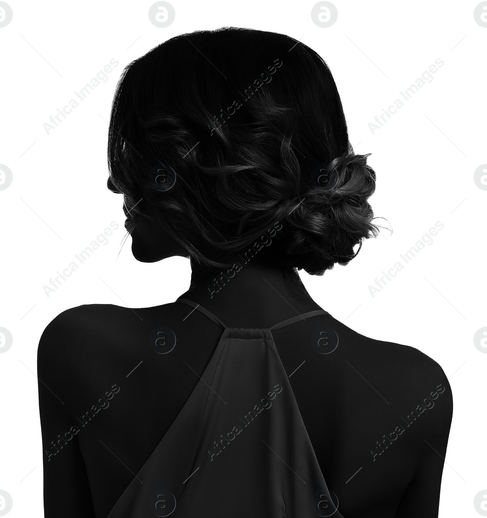 Image of Silhouette of one woman isolated on white,