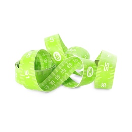 New green measuring tape isolated on white