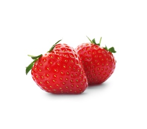 Photo of Delicious ripe strawberries on white background