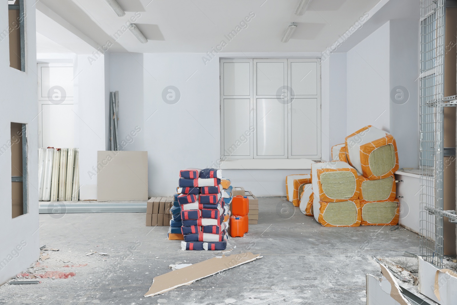 Photo of Building materials in room prepared for renovation