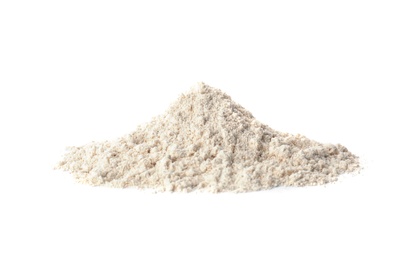 Photo of Pile of oat flour isolated on white
