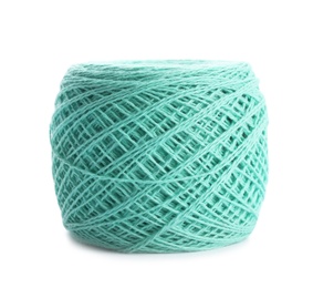 Clew of color knitting thread on white background