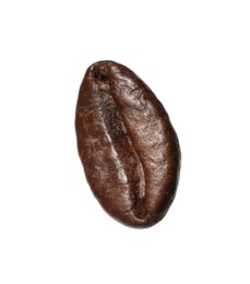 One aromatic roasted coffee bean isolated on white