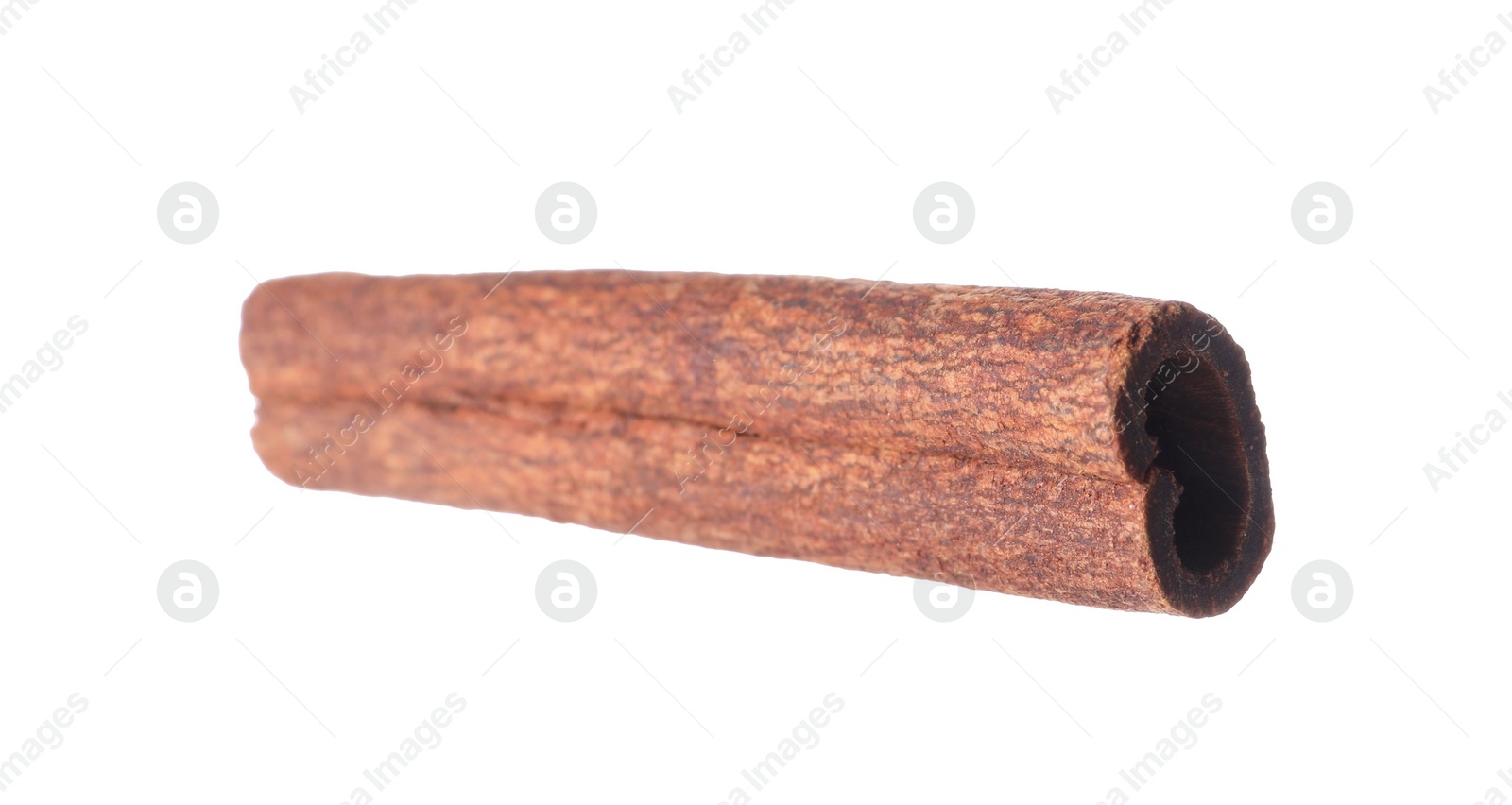 Photo of One aromatic cinnamon stick isolated on white