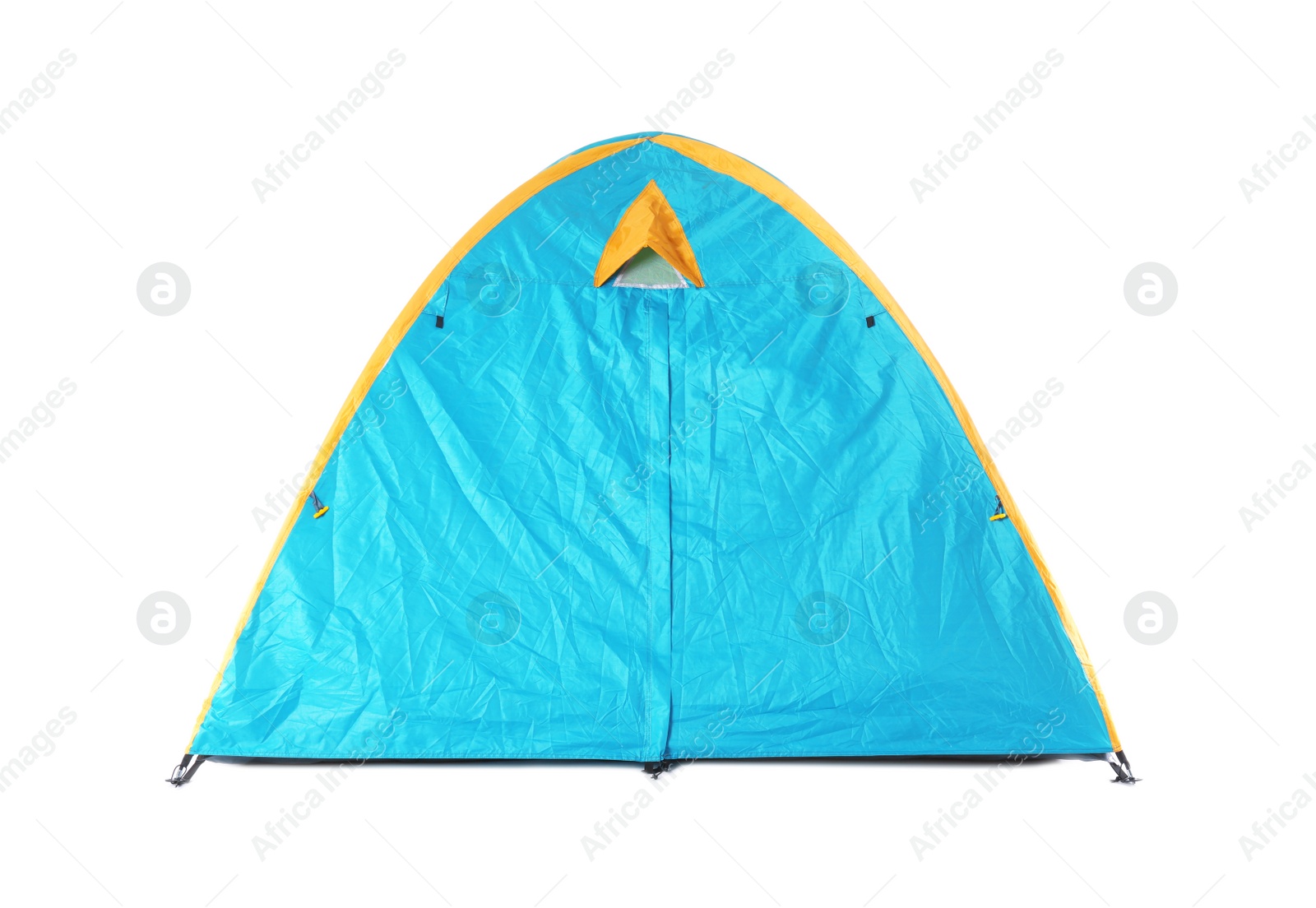 Photo of Colorful tourist tent on white background